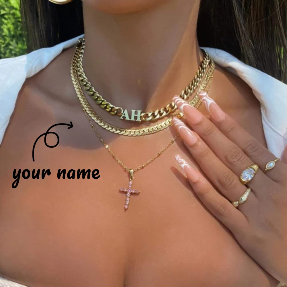 Creative Custom Letter English Name Necklace Stainless Steel  Choker Necklace